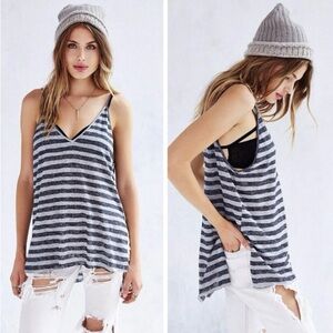 🩶Project Social T Gray and Black Striped Camisole V-neck Tank Top